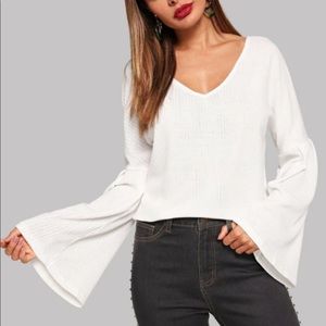 Bell Sleeve V-Neck Sweater